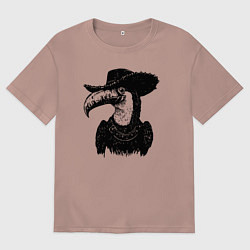 Женская футболка оверсайз Тукан ковбой