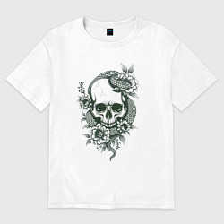 Женская футболка оверсайз Змея на черепе