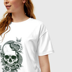 Футболка оверсайз женская Змея на черепе, цвет: белый — фото 2