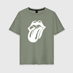 Женская футболка оверсайз Rolling Stones - white logo