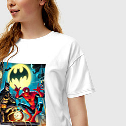 Футболка оверсайз женская Batman with Spider-man - ai art fantasy, цвет: белый — фото 2