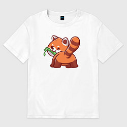 Футболка оверсайз женская Игривая красная панда, цвет: белый