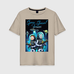 Женская футболка оверсайз Rick and Morty - space special forces