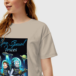 Футболка оверсайз женская Rick and Morty - space special forces, цвет: миндальный — фото 2