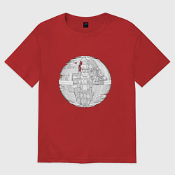 Женская футболка оверсайз Звезда смерти чертёж