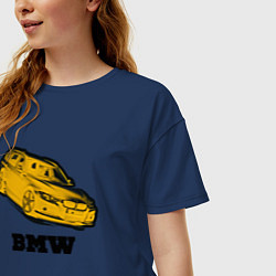 Футболка оверсайз женская Золотой bmw, цвет: тёмно-синий — фото 2