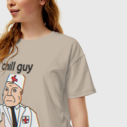 Футболка оверсайз женская Чиловый парень дурка, цвет: миндальный — фото 2