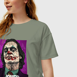 Футболка оверсайз женская Хоакин феникс - джокер, цвет: авокадо — фото 2