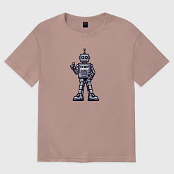 Женская футболка оверсайз Винтажный серый робот