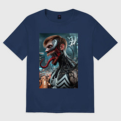 Женская футболка оверсайз Превращение Эдди в Венома - нейроарт фантазия