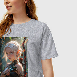 Футболка оверсайз женская Девушка-эльф с магическим луком, цвет: меланж — фото 2