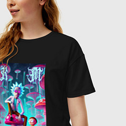Футболка оверсайз женская Rick and Morty under the mushrooms, цвет: черный — фото 2