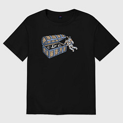 Футболка оверсайз женская Космический сундук, цвет: черный