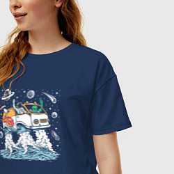 Футболка оверсайз женская Космический автомобиль, цвет: тёмно-синий — фото 2