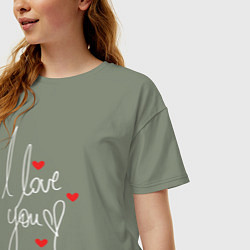 Футболка оверсайз женская I love you - hearts, цвет: авокадо — фото 2
