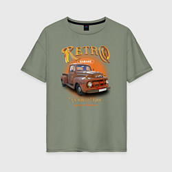 Женская футболка оверсайз Ретро гараж и автомобиль Ford F