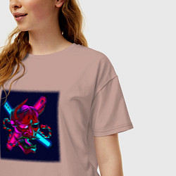 Футболка оверсайз женская Неоновый демон они, цвет: пыльно-розовый — фото 2