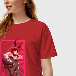 Футболка оверсайз женская Кролик Макима - Человек бензопила, цвет: красный — фото 2