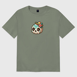 Женская футболка оверсайз Череп в сомбреро