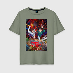 Женская футболка оверсайз Дандадан: Момо и Кэн