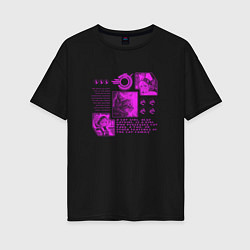 Женская футболка оверсайз Кошки-девушки и котёнок