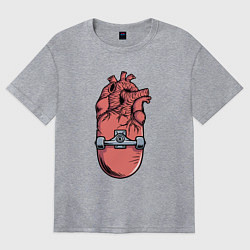 Женская футболка оверсайз Скейт в сердце