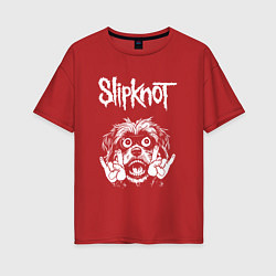 Женская футболка оверсайз Slipknot rock dog