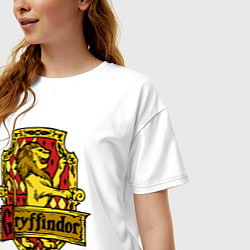 Футболка оверсайз женская Hogwarts - gryffindor logo, цвет: белый — фото 2