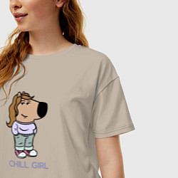 Футболка оверсайз женская Чилл герл - парный товар, цвет: миндальный — фото 2