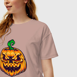 Футболка оверсайз женская Halloween pumpkin, цвет: пыльно-розовый — фото 2