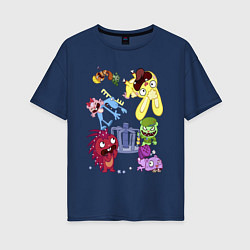 Женская футболка оверсайз Happy three friends - carousel