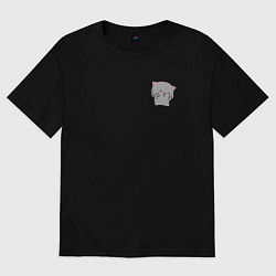 Женская футболка оверсайз Серый милый котик для пары