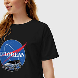 Футболка оверсайз женская Space delorean, цвет: черный — фото 2
