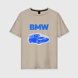 Женская футболка оверсайз Blue bmw