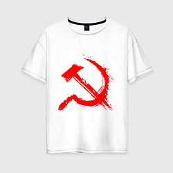 Женская футболка оверсайз Sickle and hammer red paint