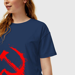 Футболка оверсайз женская Sickle and hammer red paint, цвет: тёмно-синий — фото 2