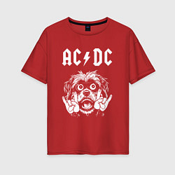 Женская футболка оверсайз AC DC rock dog