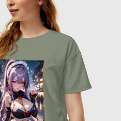 Футболка оверсайз женская Горничная-куноити, цвет: авокадо — фото 2