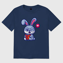 Женская футболка оверсайз Читающий зайка