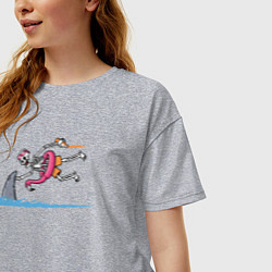 Футболка оверсайз женская Скелет и акула, цвет: меланж — фото 2
