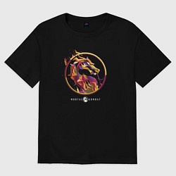 Футболка оверсайз женская Мортал Комбат - Скорпион эмблема, цвет: черный