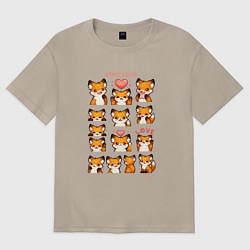 Женская футболка оверсайз Лисичка и сердечки