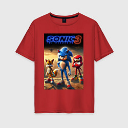 Женская футболка оверсайз Sonic and his team - movie