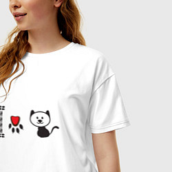 Футболка оверсайз женская Я люблю кошек, цвет: белый — фото 2