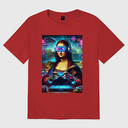 Женская футболка оверсайз Mona Lisa is an avid gamer - cyberpunk