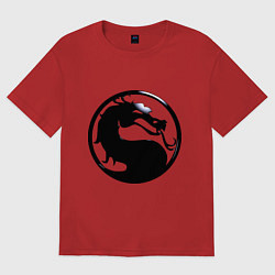 Футболка оверсайз женская Смертельная битва - логотип, цвет: красный