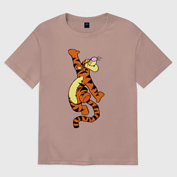 Футболка оверсайз женская Винни пух - тигра, цвет: пыльно-розовый