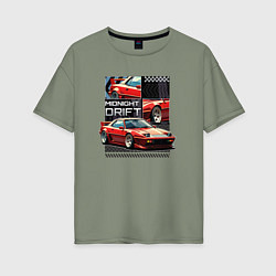 Женская футболка оверсайз Спортивная машина по кусочкам и целиком