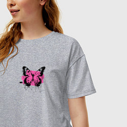 Футболка оверсайз женская Butterfly graffiti, цвет: меланж — фото 2