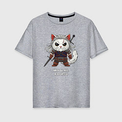 Футболка оверсайз женская Котьмак никак не научитесь, цвет: меланж